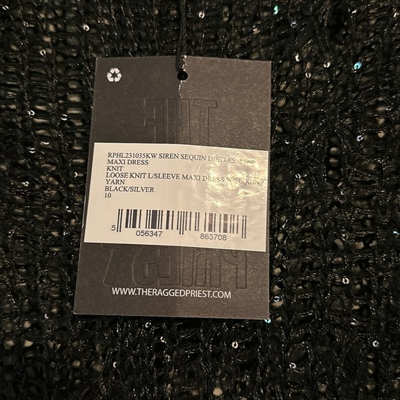 NWT the Ragged Priest Siren Sequin Distressed Knit Maxi 10 M - Picture 3 of 16